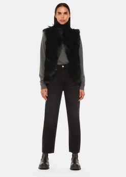 Black Short Toscana Sheepskin Gilet