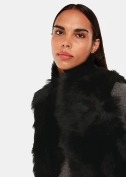 Black Short Toscana Sheepskin Gilet