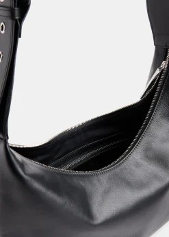 Black Sia Curved Crossbody Bag