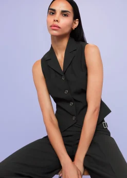 Black Sia Wool Blend Waistcoat