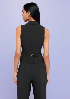 Black Sia Wool Blend Waistcoat