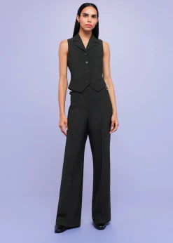 Black Sia Wool Blend Waistcoat