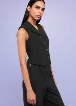 Black Sia Wool Blend Waistcoat