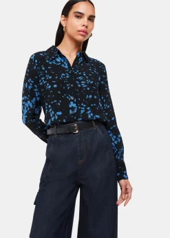 Black Smudged Spot Print Shirt