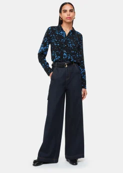 Black Smudged Spot Print Shirt