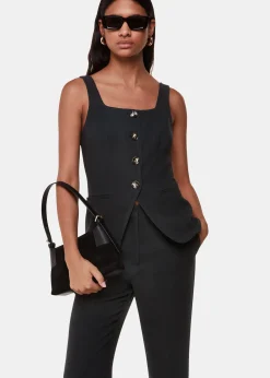 Black Sofia Crepe Waistcoat