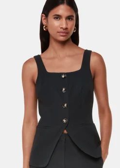 Black Sofia Crepe Waistcoat