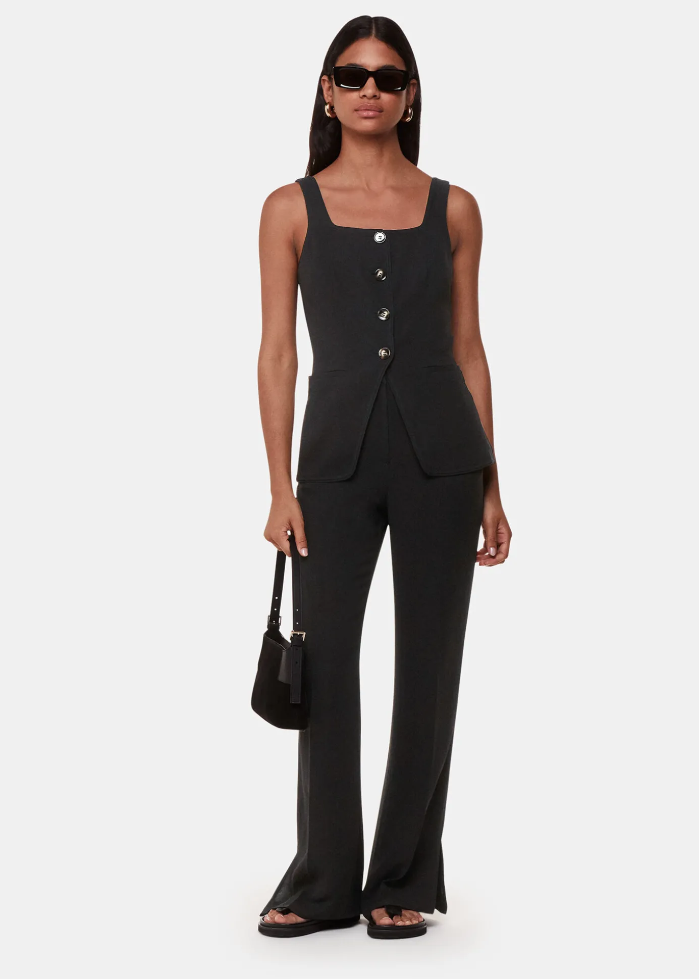 Black Sofia Crepe Waistcoat