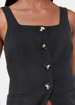Black Sofia Crepe Waistcoat
