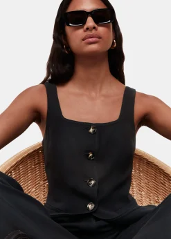 Black Sofia Crepe Waistcoat