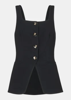 Black Sofia Crepe Waistcoat