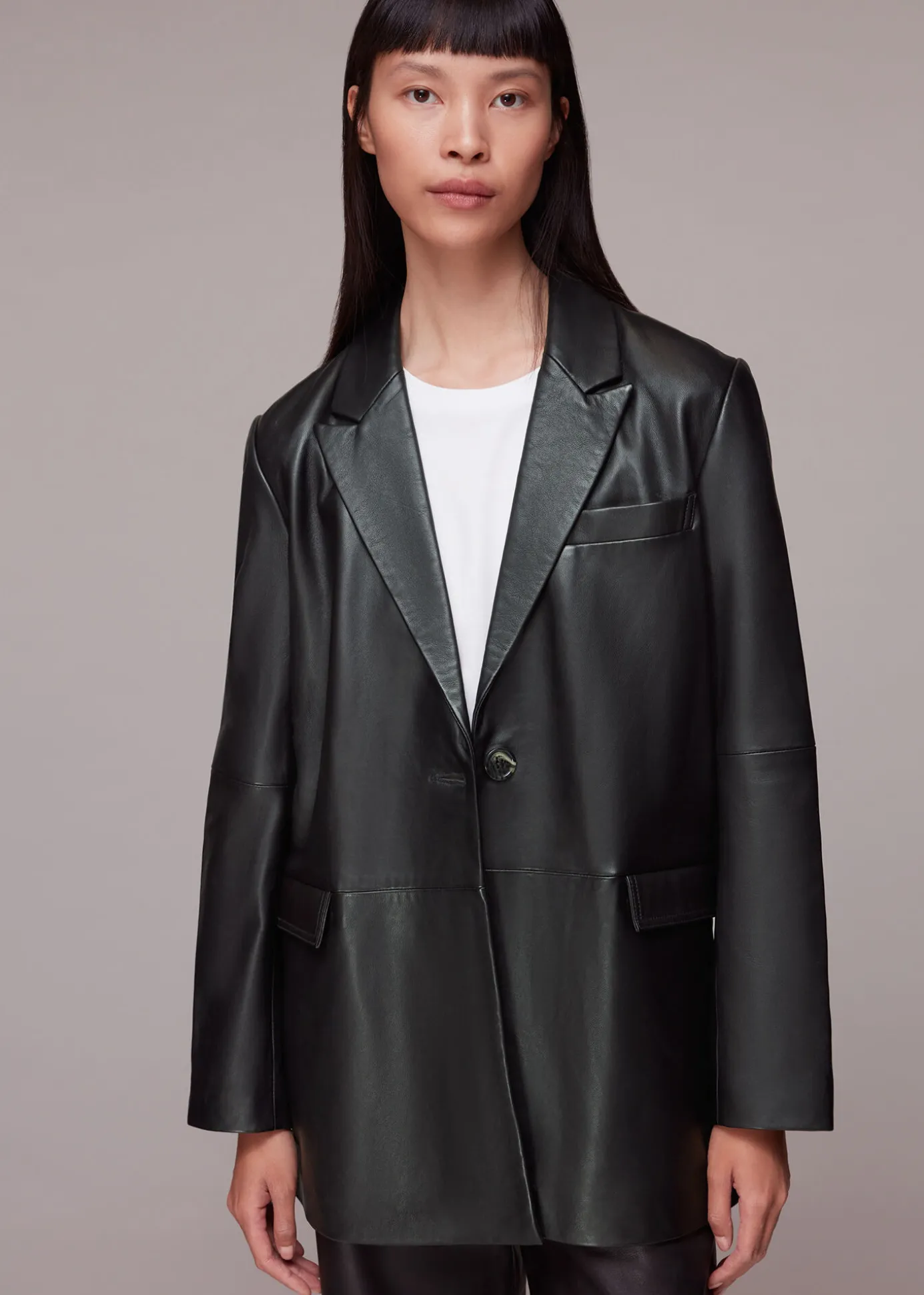 Black Stina Leather Blazer