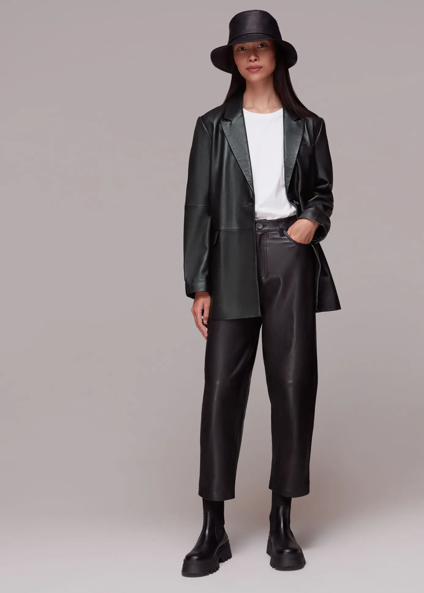 Black Stina Leather Blazer