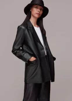 Black Stina Leather Blazer