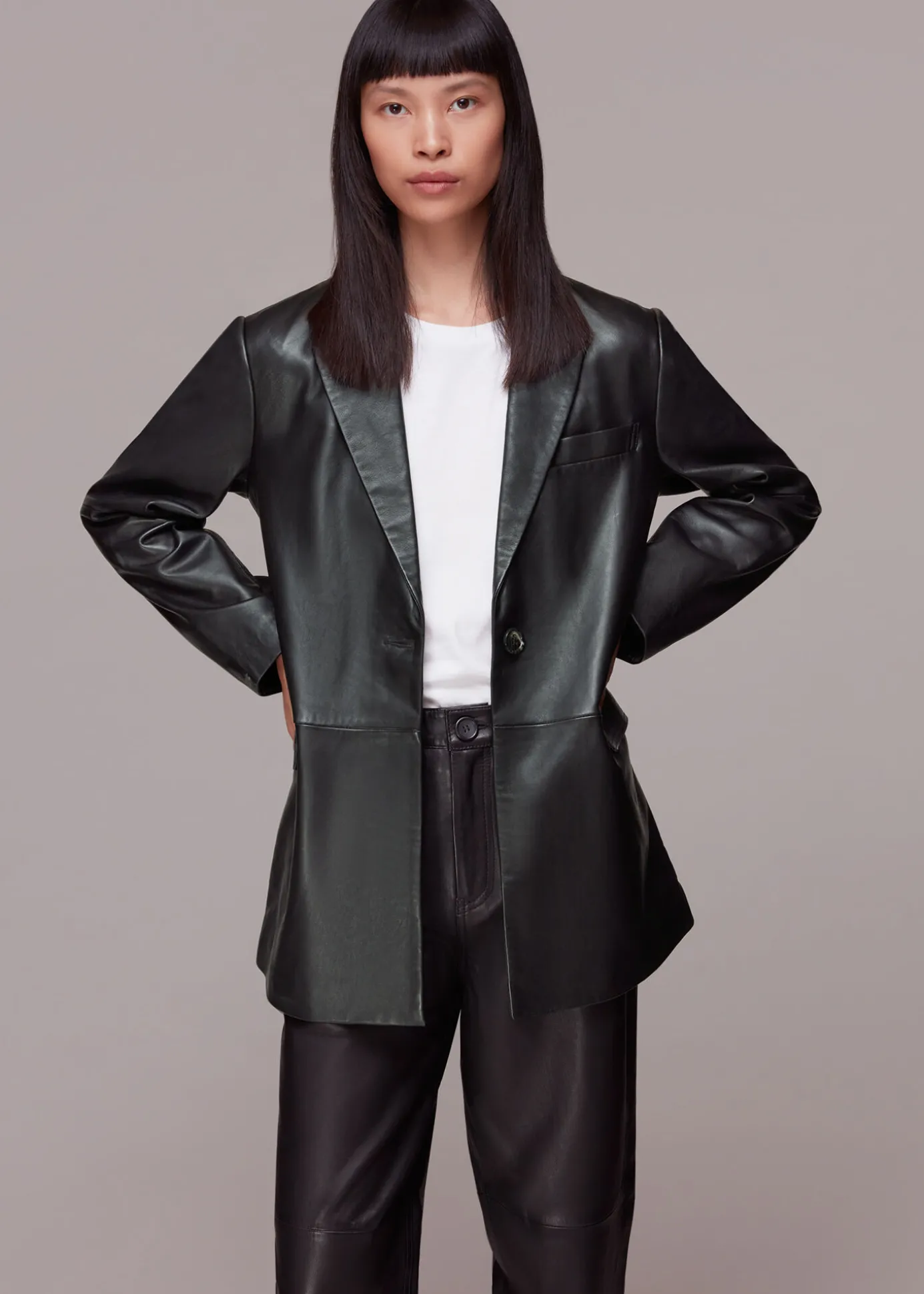Black Stina Leather Blazer