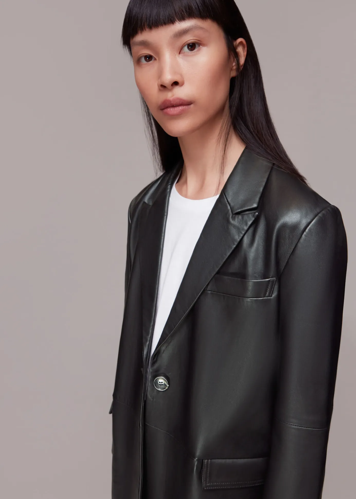 Black Stina Leather Blazer