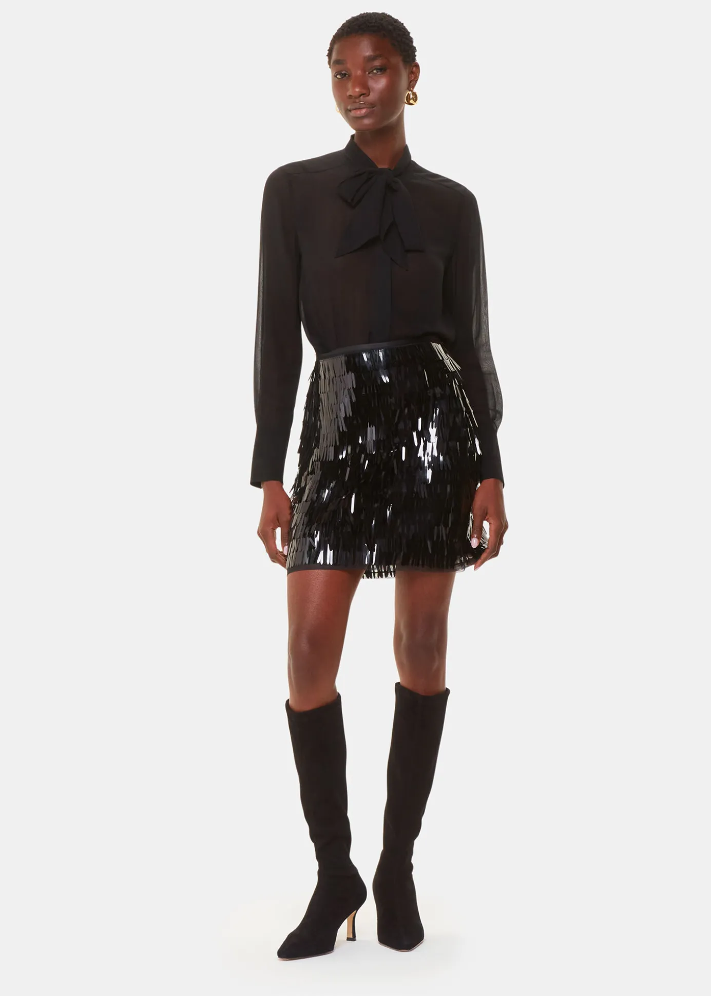 Black Sword Sequin Mini Skirt
