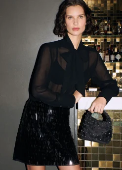 Black Sword Sequin Mini Skirt