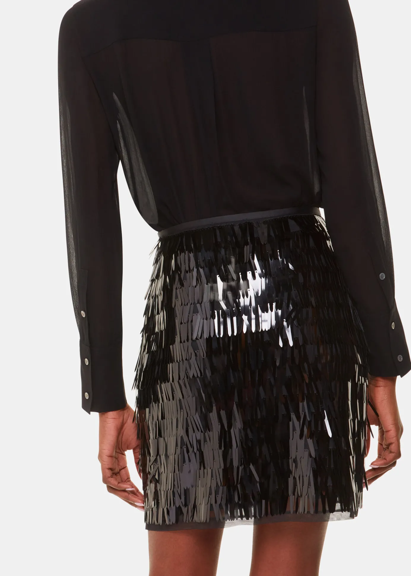 Black Sword Sequin Mini Skirt