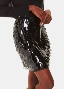 Black Sword Sequin Mini Skirt