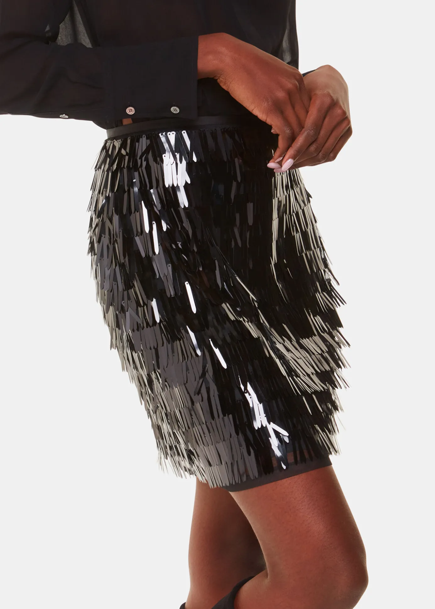 Black Sword Sequin Mini Skirt