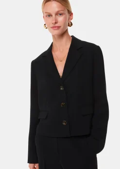 Black Tailored Short Crepe Blazer