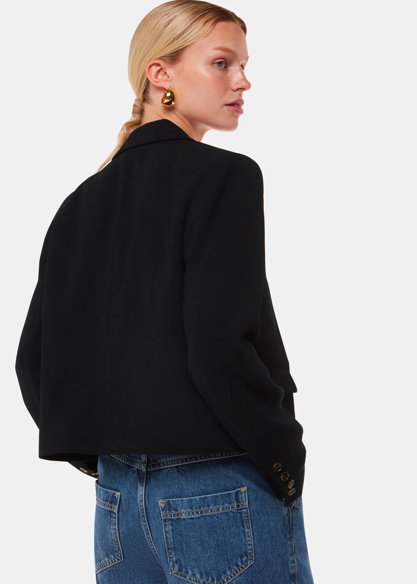 Black Tailored Short Crepe Blazer