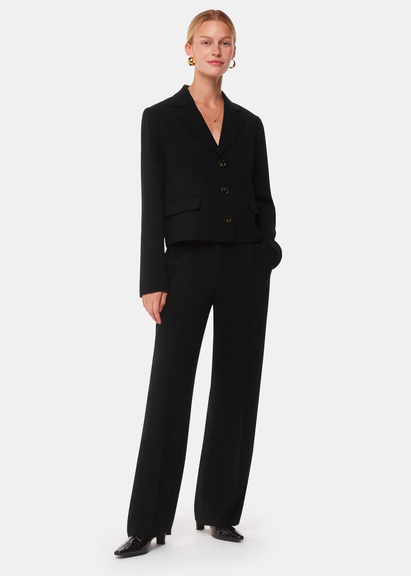Black Tailored Short Crepe Blazer