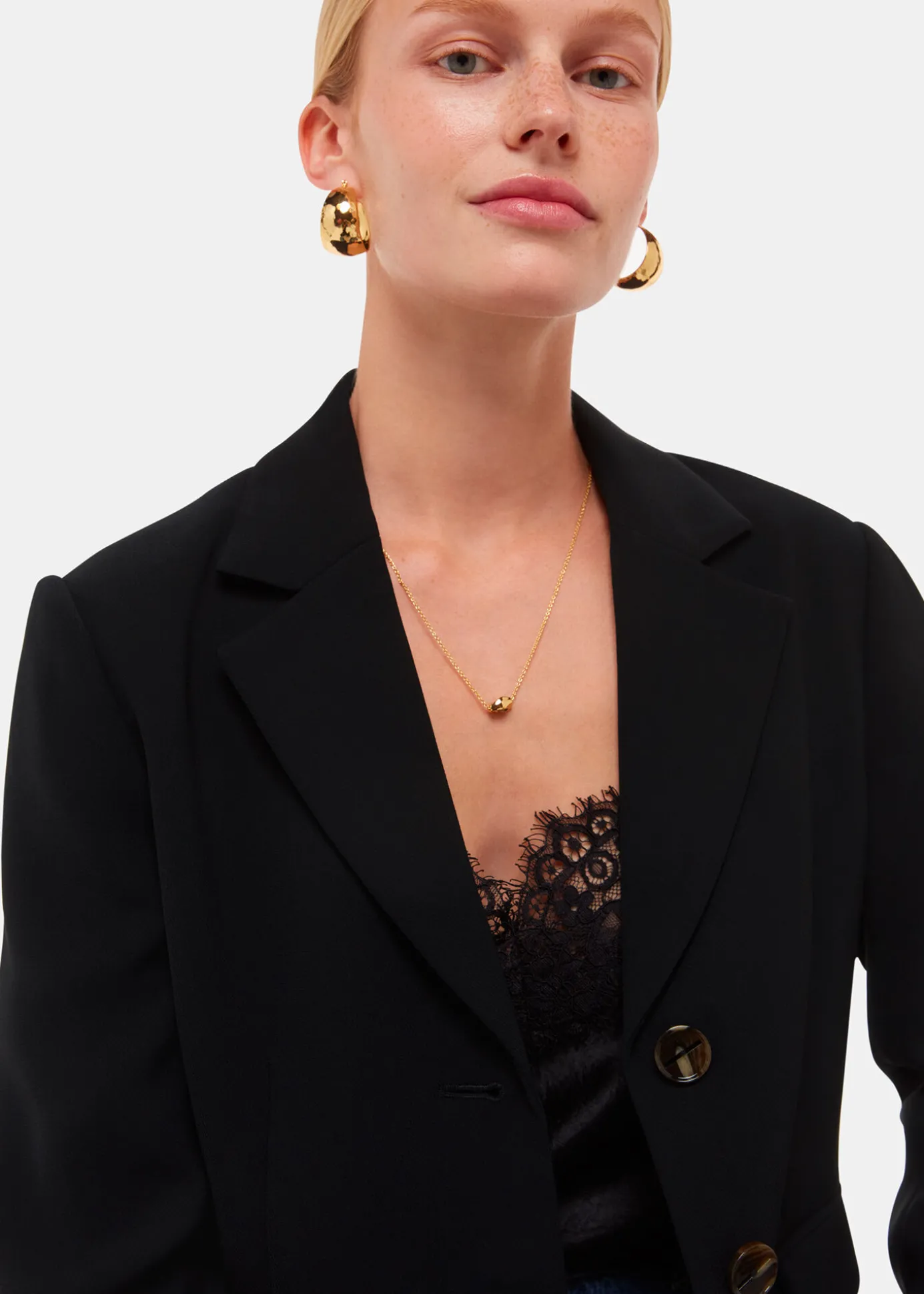 Black Tailored Short Crepe Blazer