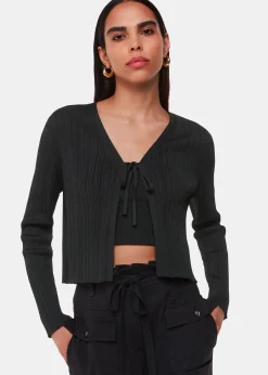 Black Tie Front Detail Cardigan