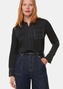Black Top Stitch Detail Shirt