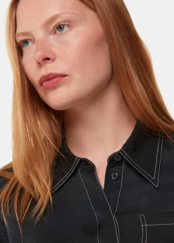 Black Top Stitch Detail Shirt