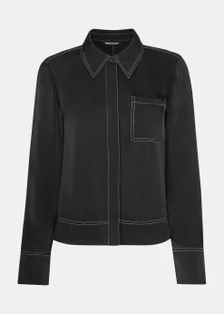 Black Top Stitch Detail Shirt