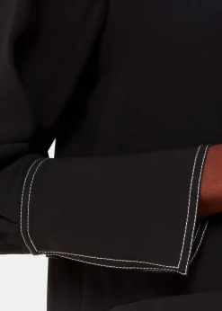 Black Topstitch Detail Shirt Dress