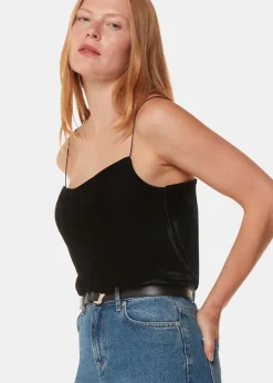 Black Velvet Cowl Neck Cami Top