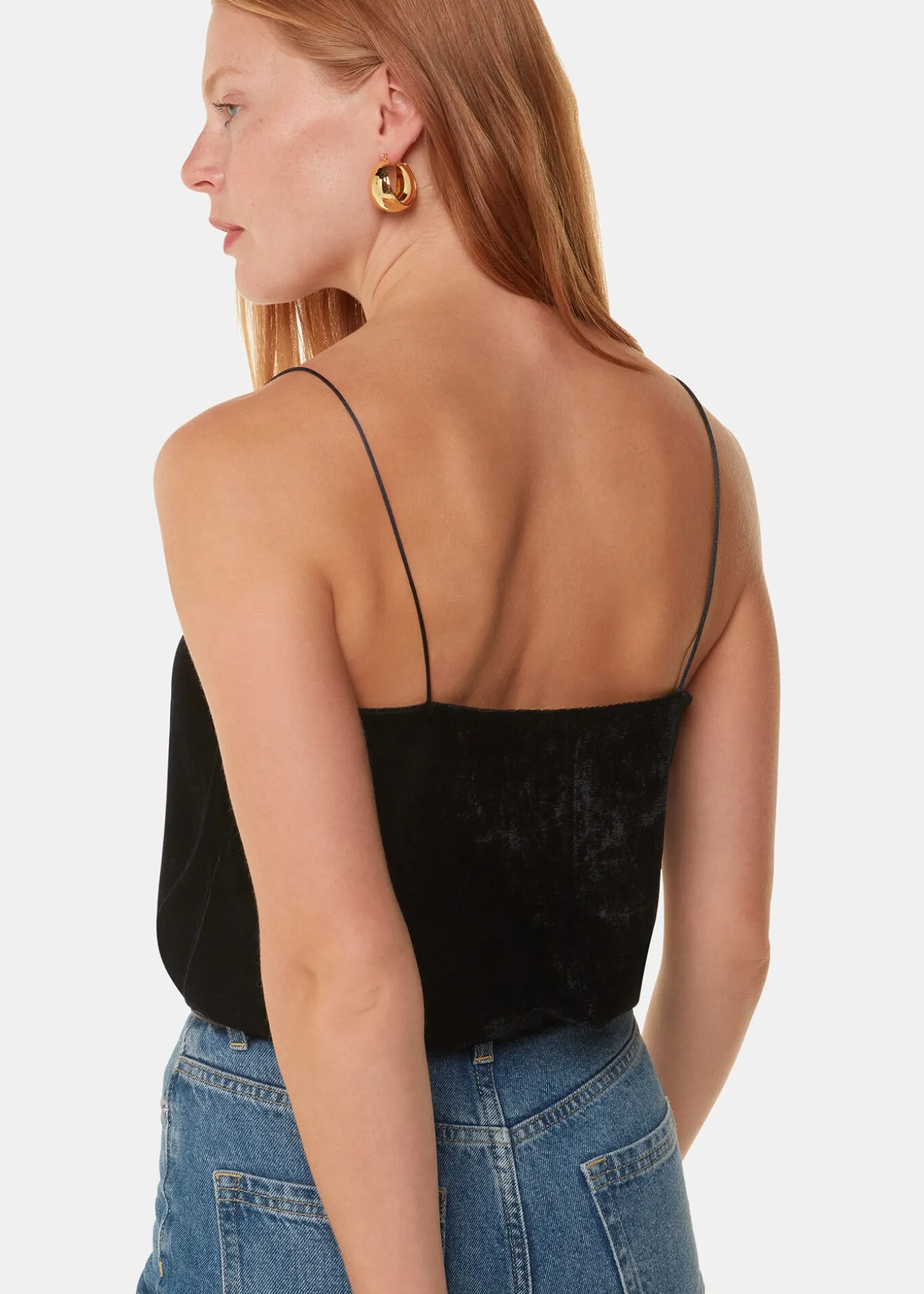 Black Velvet Cowl Neck Cami Top