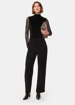 Black Velvet Mesh Sleeve Top