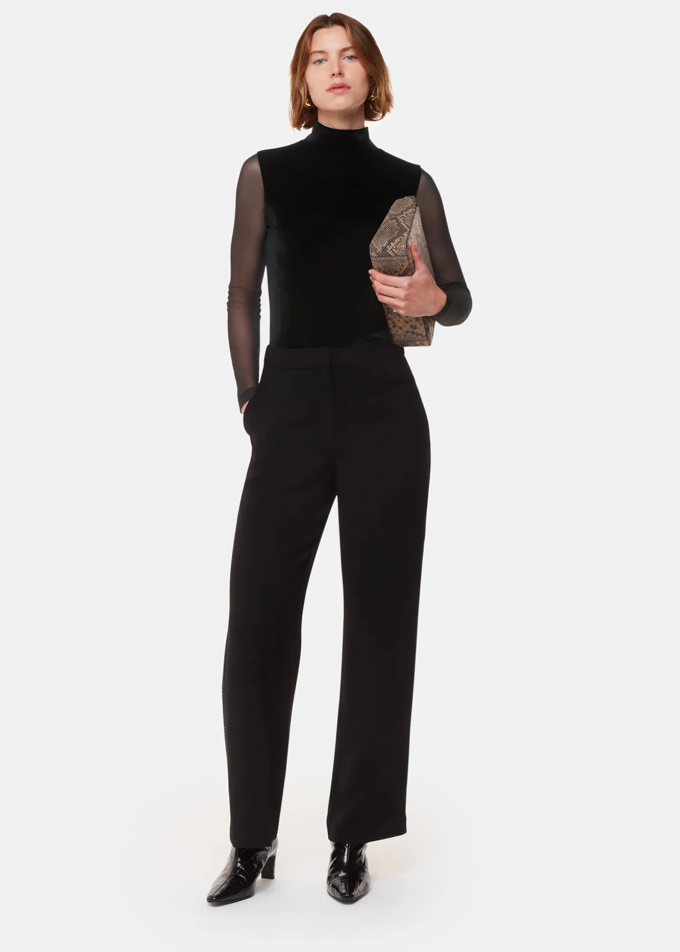 Black Velvet Mesh Sleeve Top