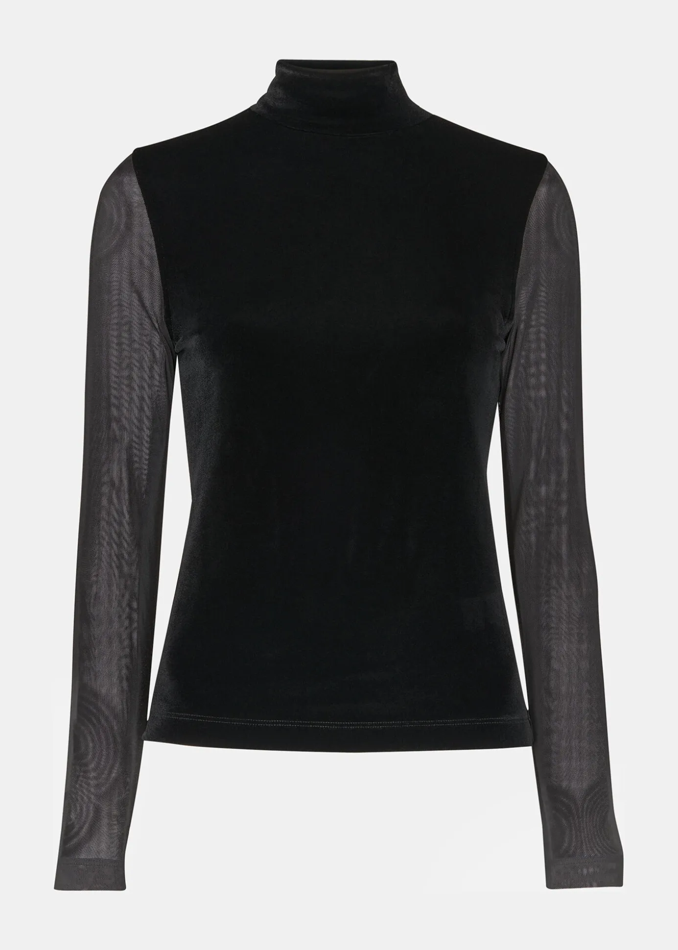 Black Velvet Mesh Sleeve Top