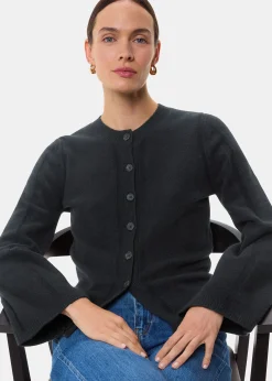Black Wide Sleeve Detail Cardigan