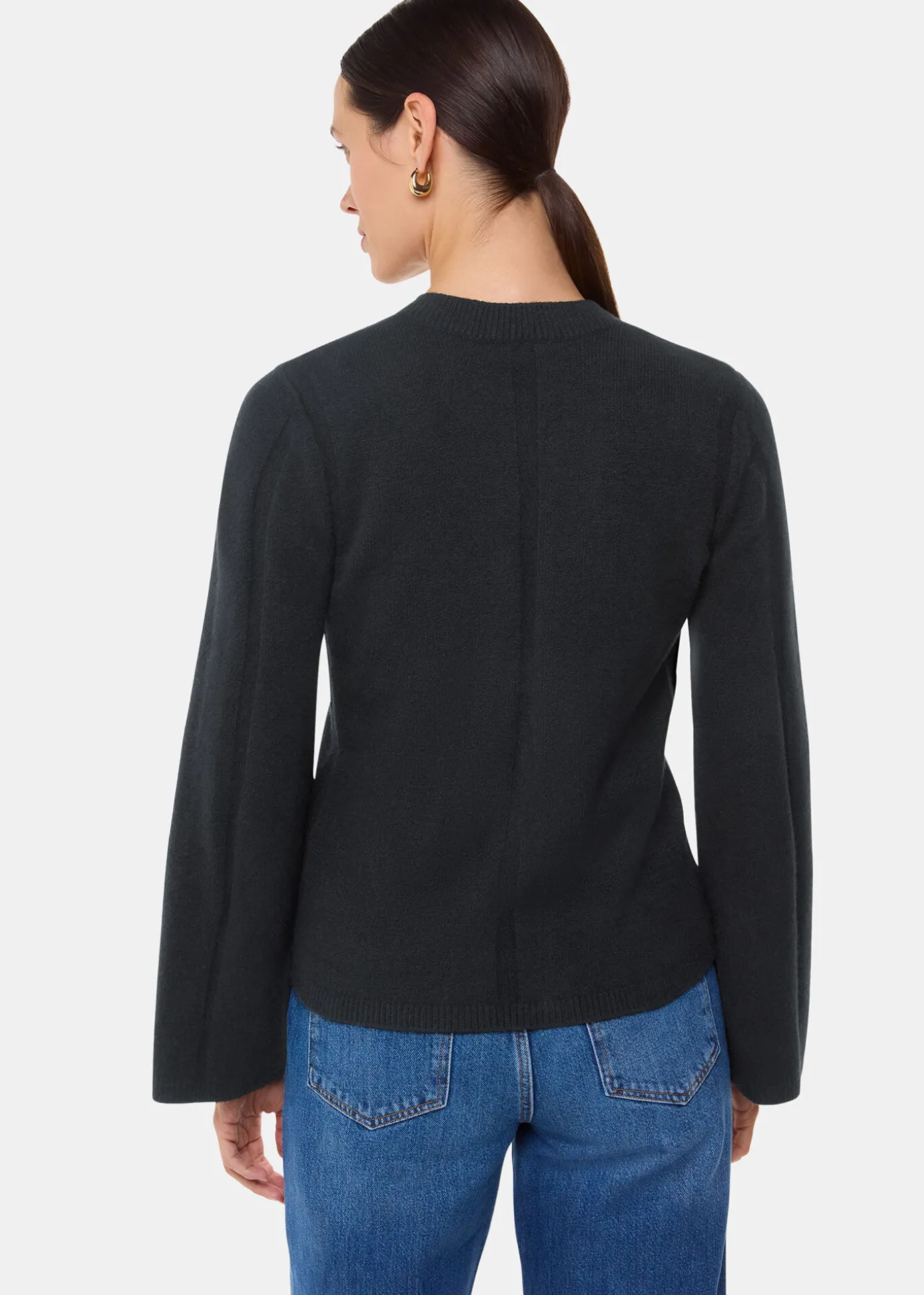 Black Wide Sleeve Detail Cardigan