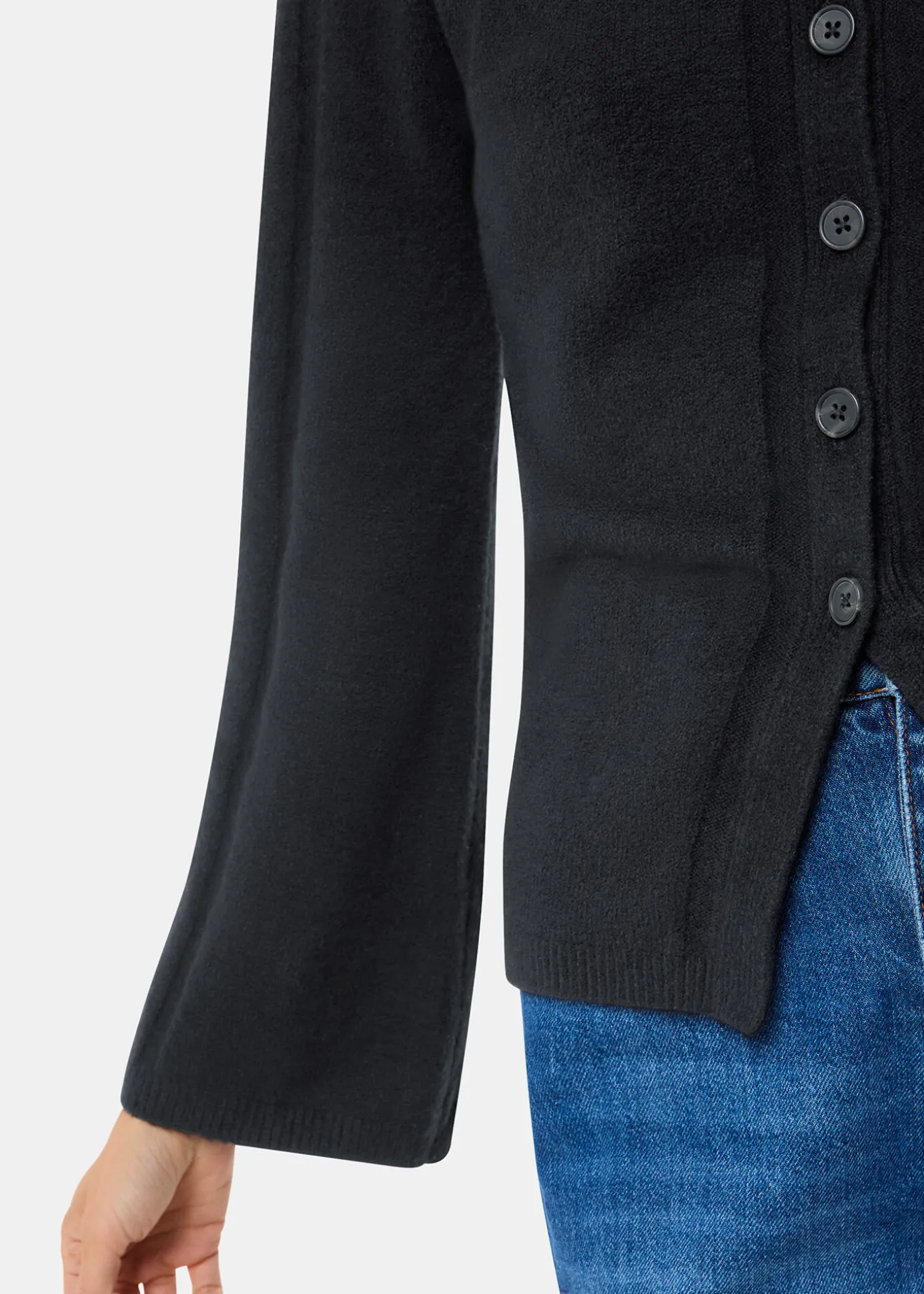 Black Wide Sleeve Detail Cardigan