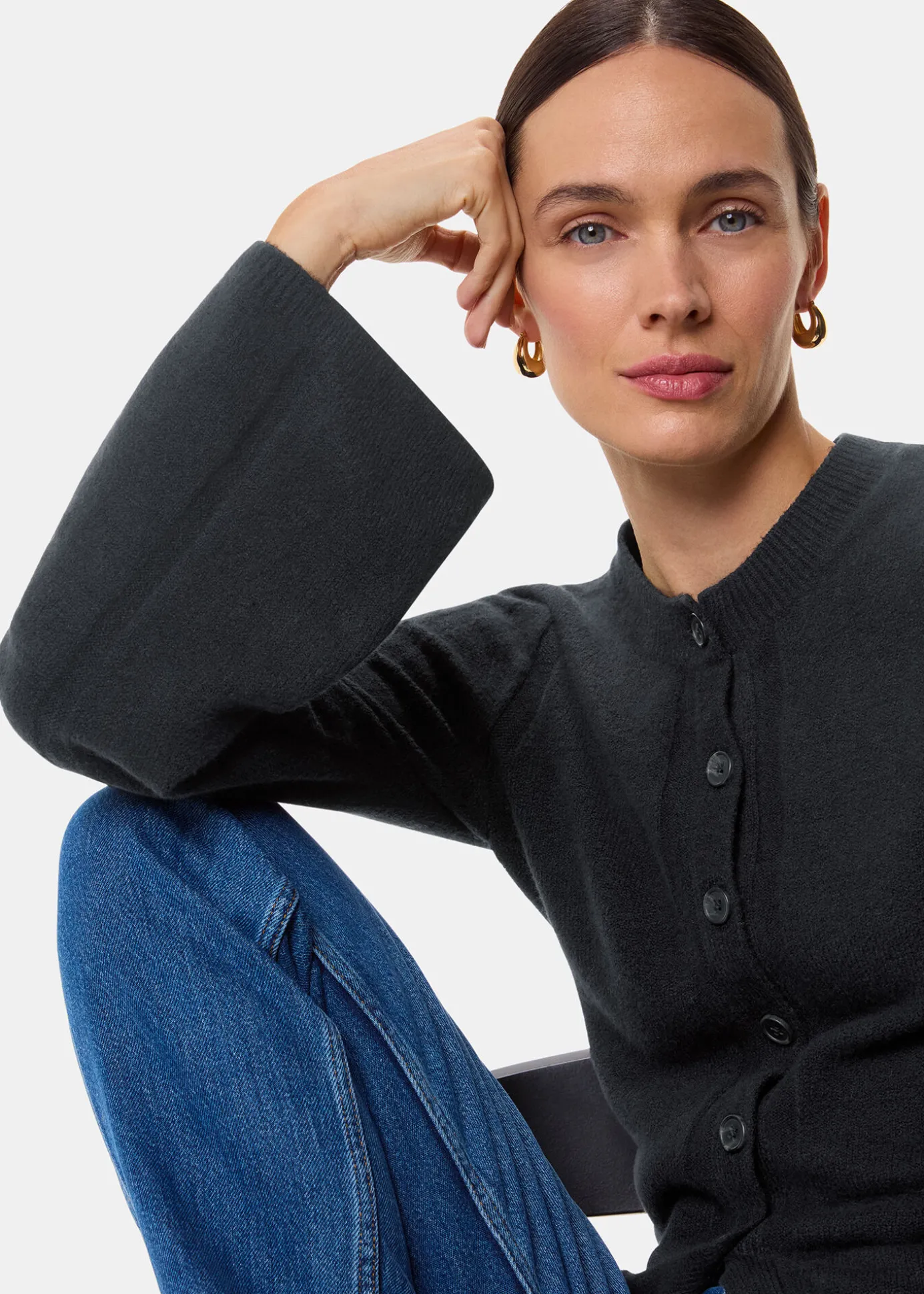 Black Wide Sleeve Detail Cardigan
