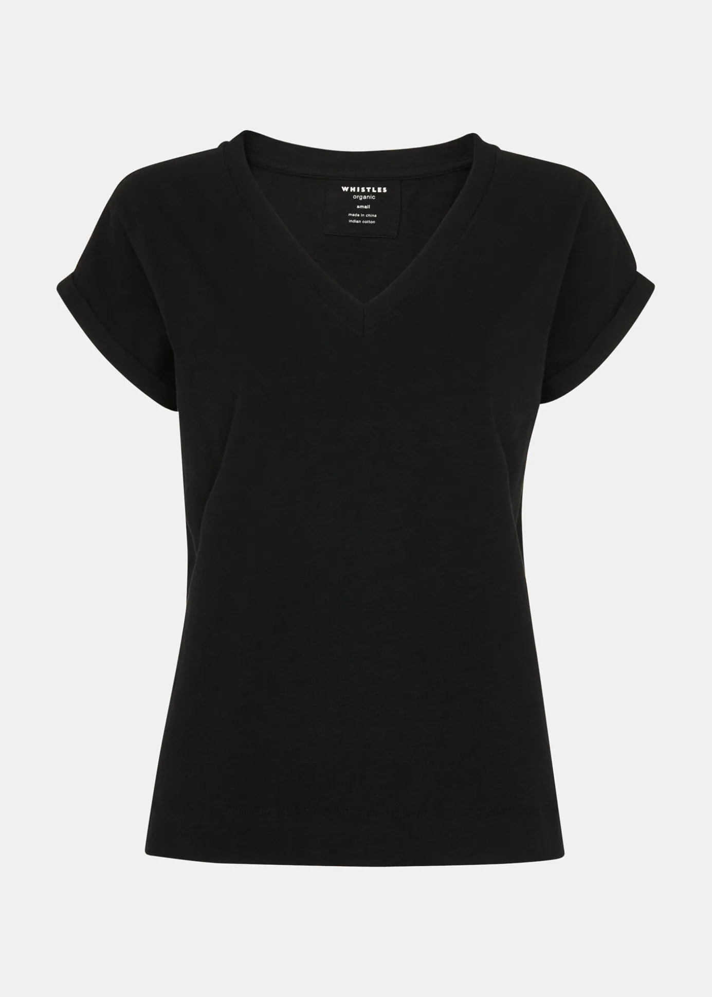 Black Willa V-Neck Cap Sleeve Tee