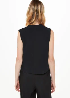 Black Wool Button Through Tank