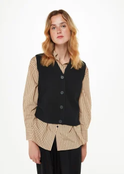 Black Wool Button Through Tank