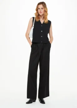 Black Wool Button Through Tank