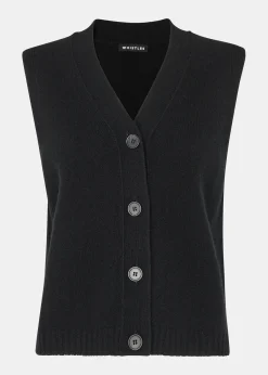 Black Wool Button Through Tank