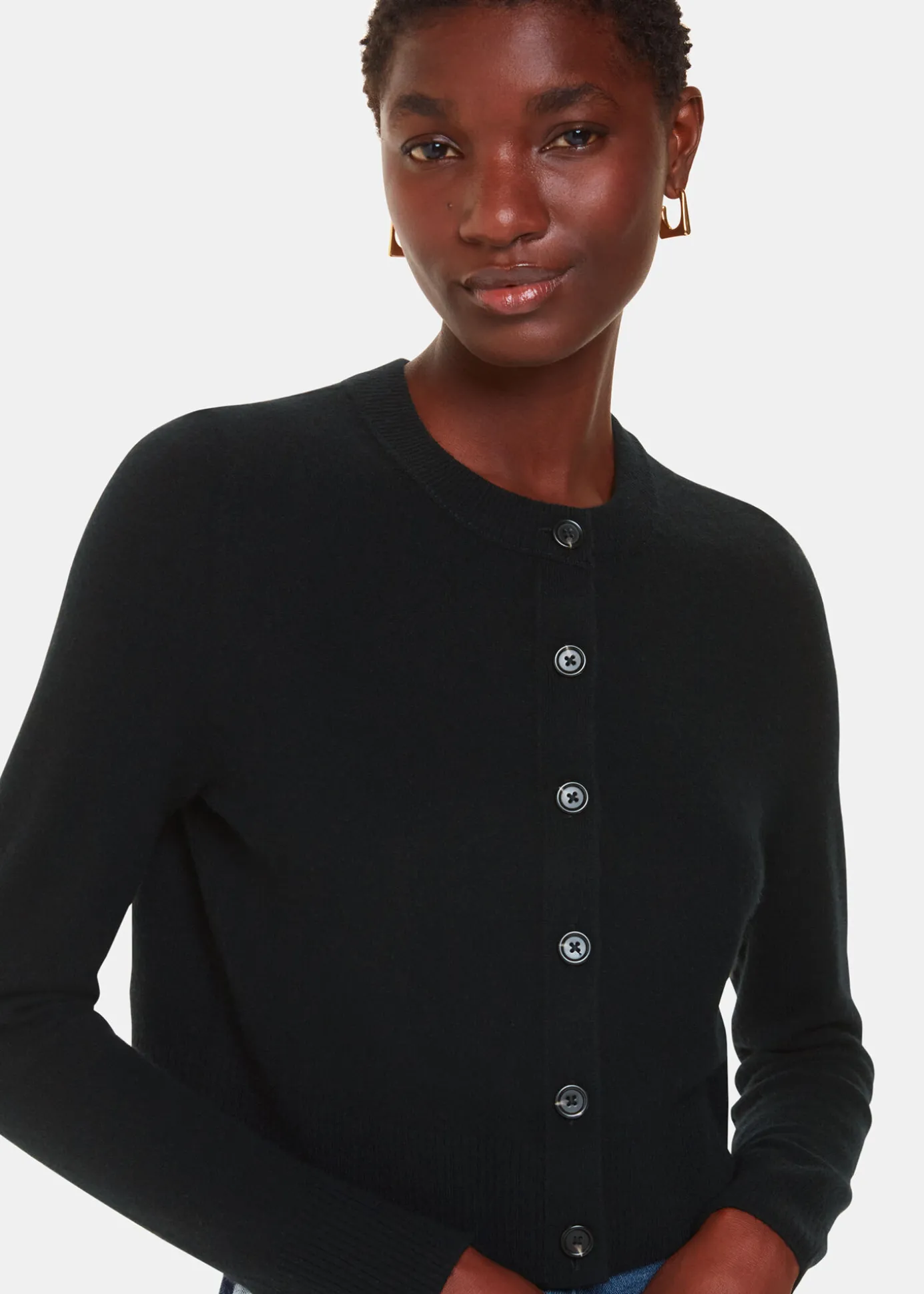Black Wool Cropped Cardigan
