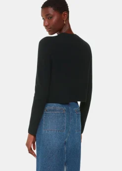 Black Wool Cropped Cardigan